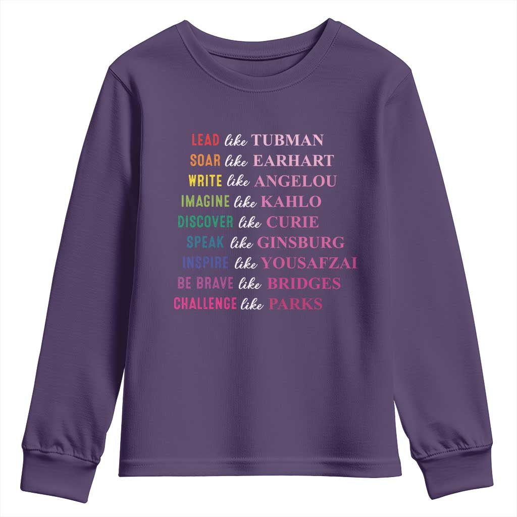 National Women's History Month Youth Sweatshirt Lead Like Tubman Challenge Like Parks