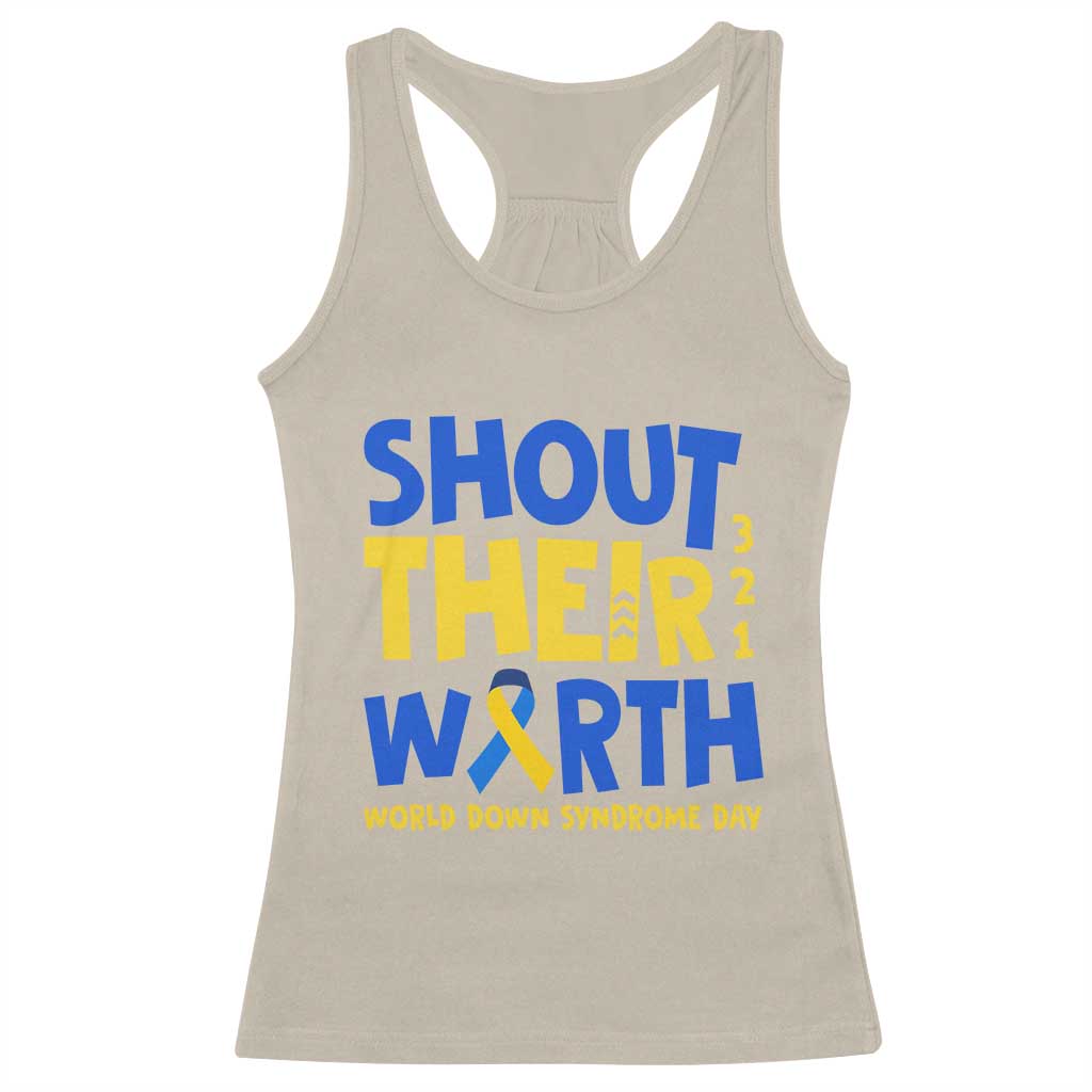 Shout Their Worth World Down Syndrome Day Racerback Tank Top