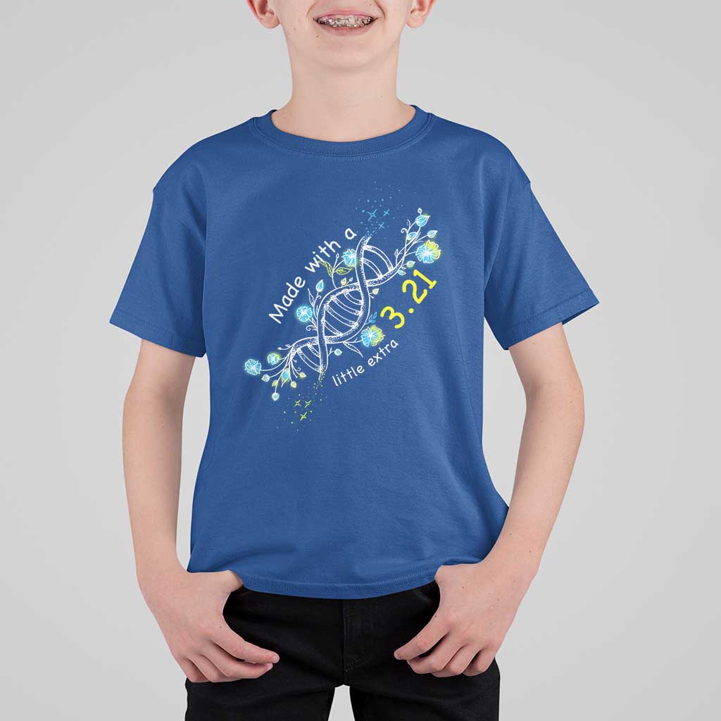 World Down Syndrome Day Made With A Little Extra T Shirt For Kid March 21 DNA Flower