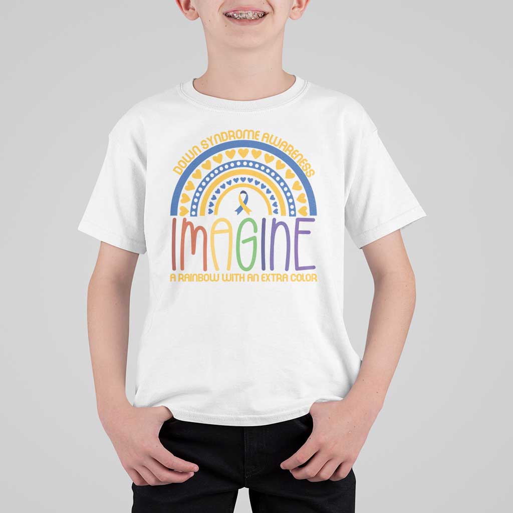 Down Syndrome Awareness T Shirt For Kid Imagine A Rainbow With An Extra Color Heart Rainbow