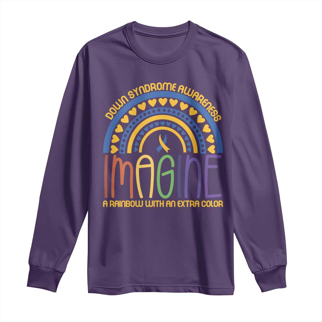 Down Syndrome Awareness Long Sleeve Shirt Imagine A Rainbow With An Extra Color Heart Rainbow
