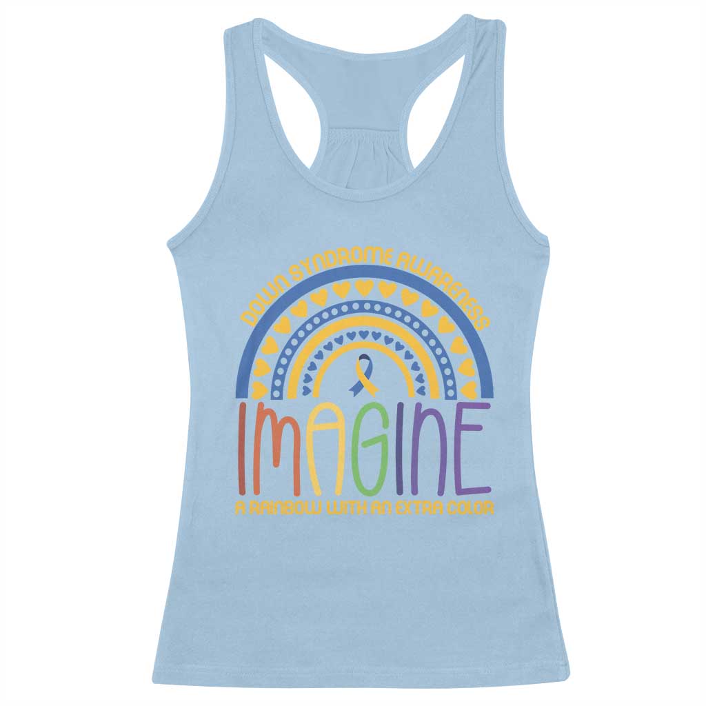 Down Syndrome Awareness Racerback Tank Top Imagine A Rainbow With An Extra Color Heart Rainbow