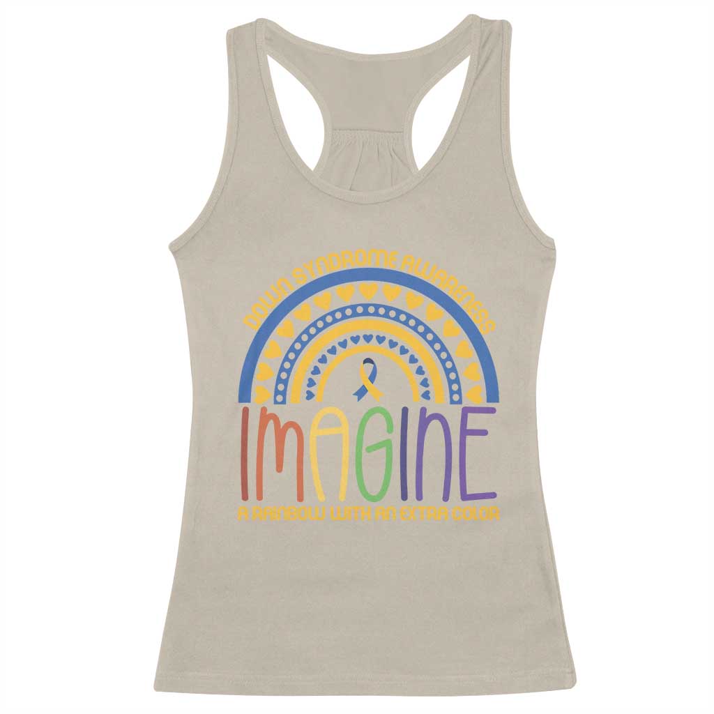 Down Syndrome Awareness Racerback Tank Top Imagine A Rainbow With An Extra Color Heart Rainbow