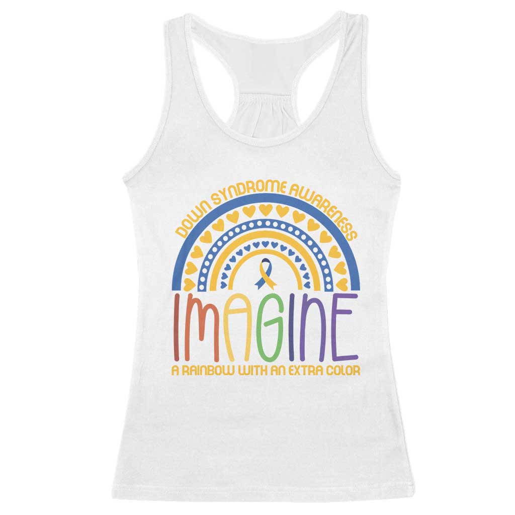 Down Syndrome Awareness Racerback Tank Top Imagine A Rainbow With An Extra Color Heart Rainbow