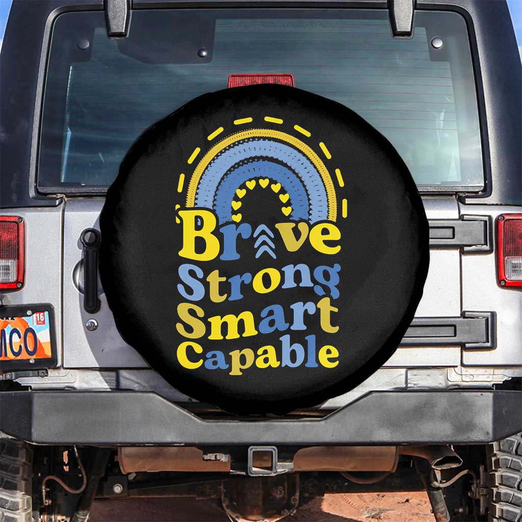 Down Syndrome Awareness Spare Tire Cover Brave Strong Smart Capable Rainbow
