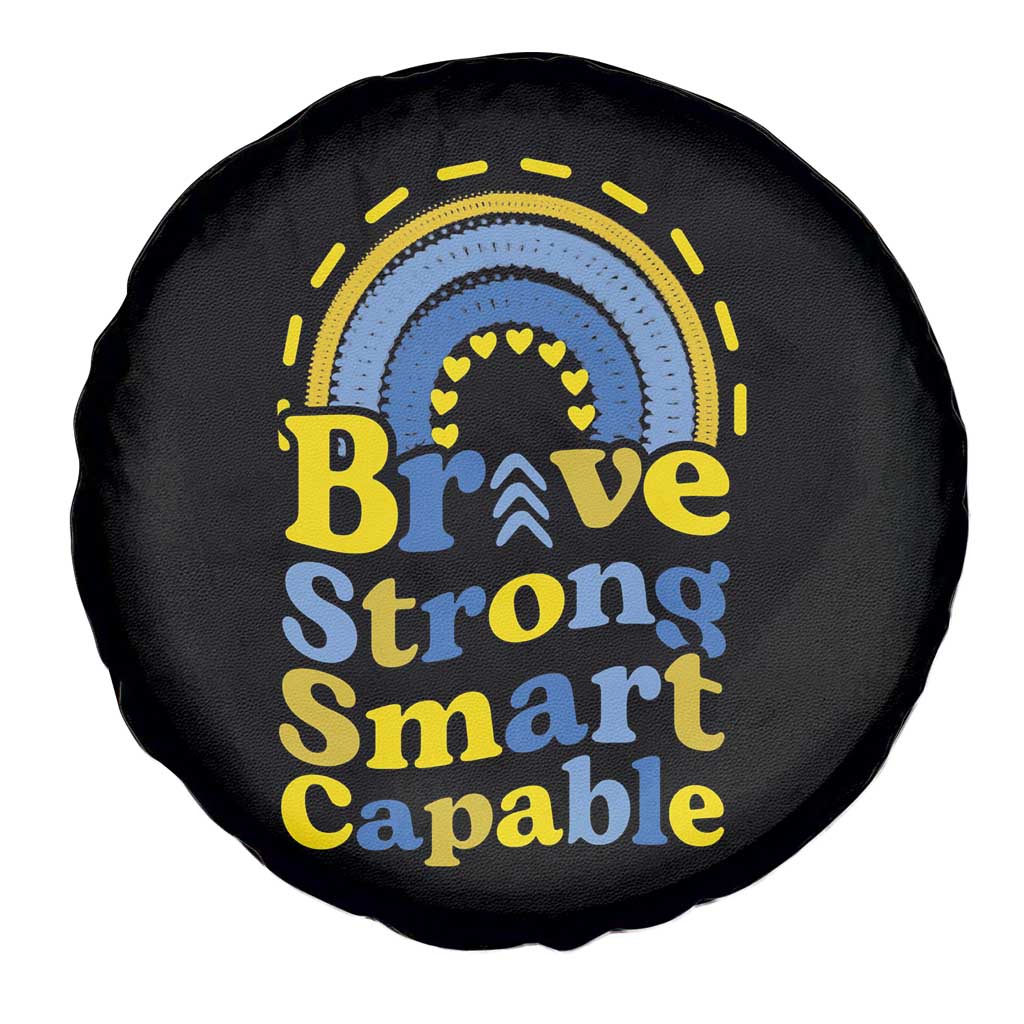 Down Syndrome Awareness Spare Tire Cover Brave Strong Smart Capable Rainbow