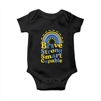 Down Syndrome Awareness Baby Onesie Brave Strong Smart Capable Rainbow