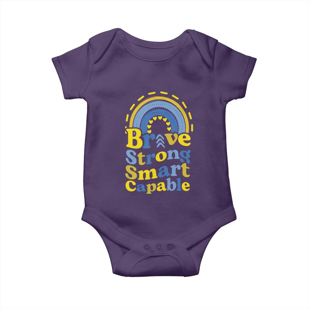 Down Syndrome Awareness Baby Onesie Brave Strong Smart Capable Rainbow
