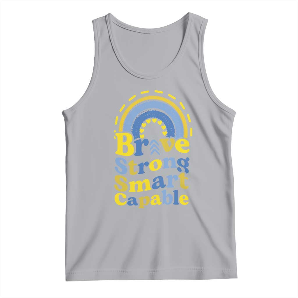 Down Syndrome Awareness Tank Top Brave Strong Smart Capable Rainbow