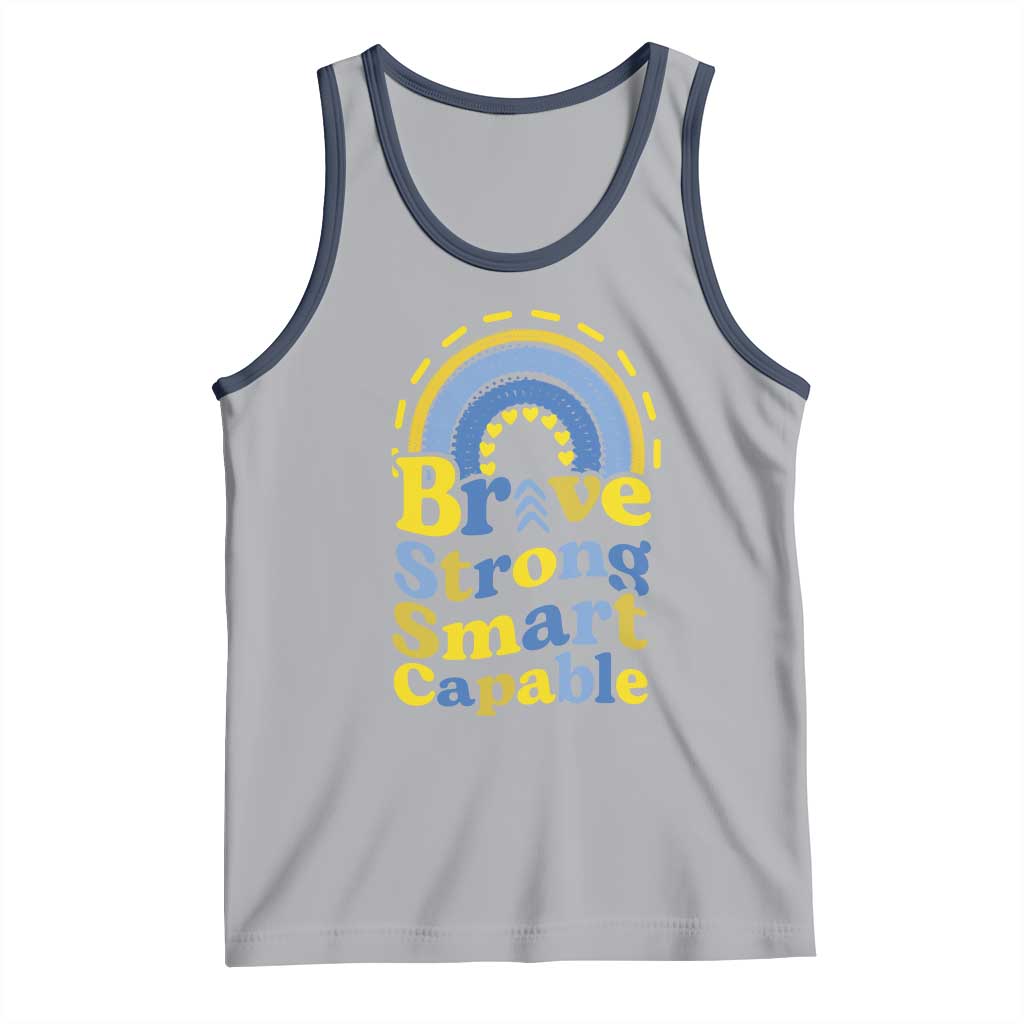 Down Syndrome Awareness Tank Top Brave Strong Smart Capable Rainbow