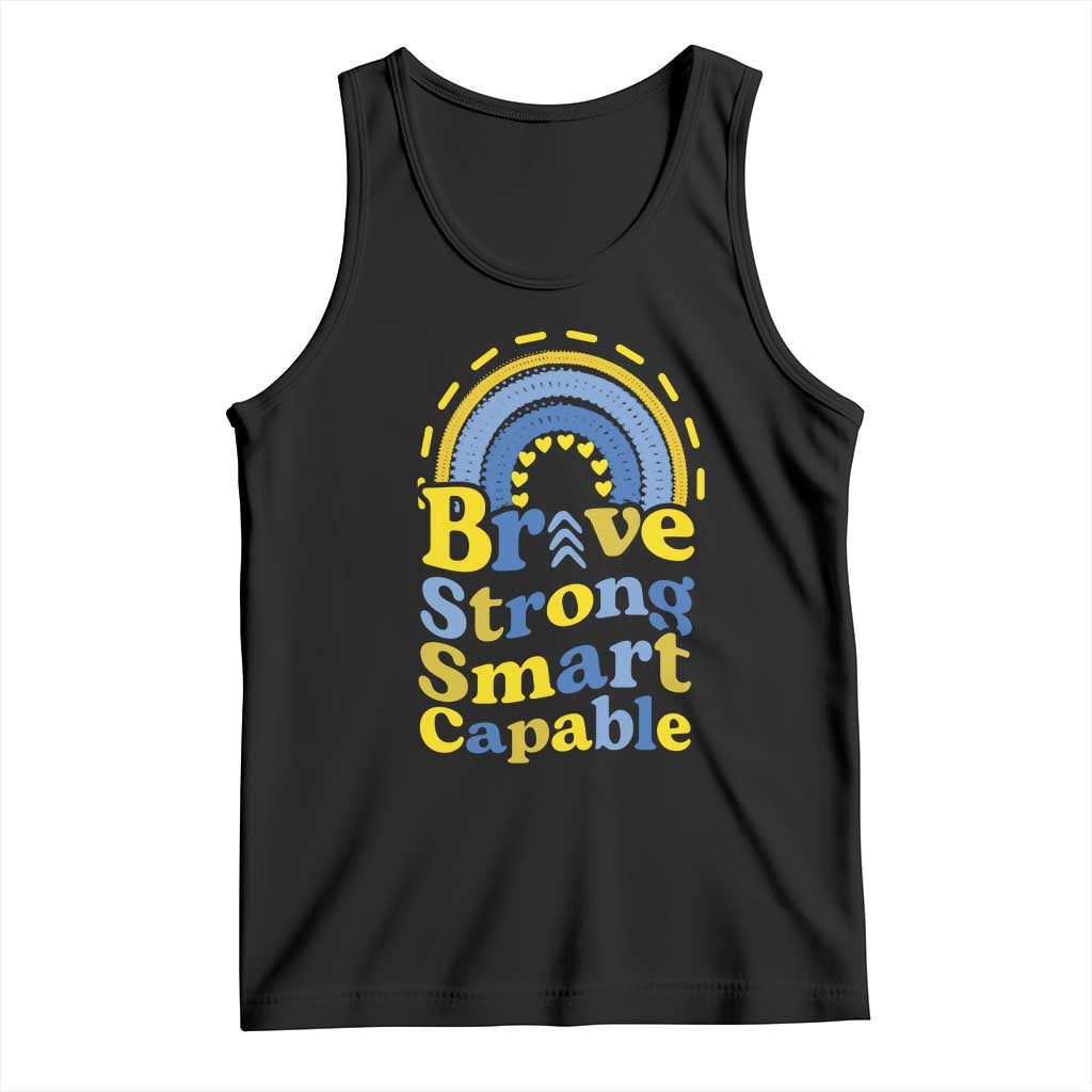 Down Syndrome Awareness Tank Top Brave Strong Smart Capable Rainbow