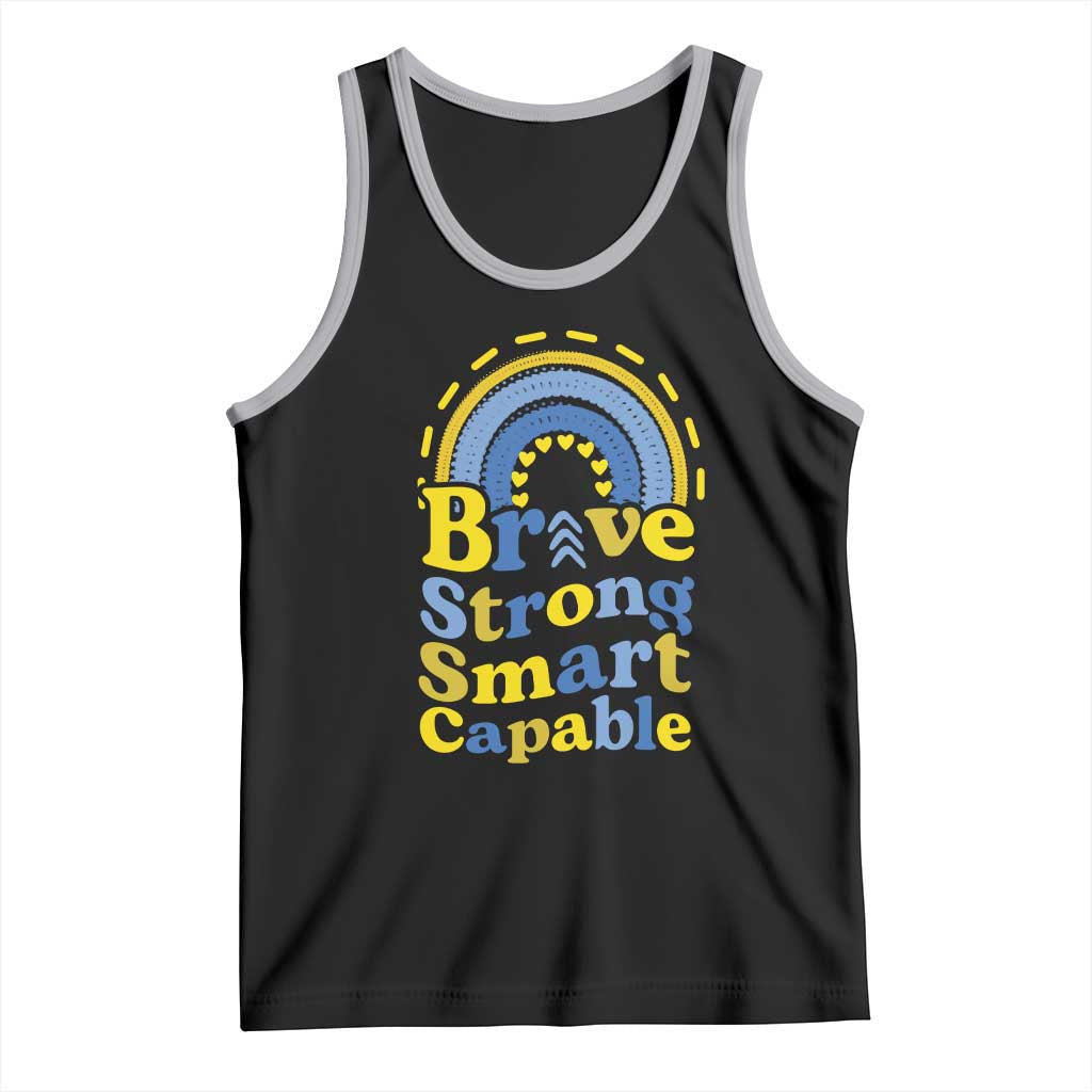 Down Syndrome Awareness Tank Top Brave Strong Smart Capable Rainbow
