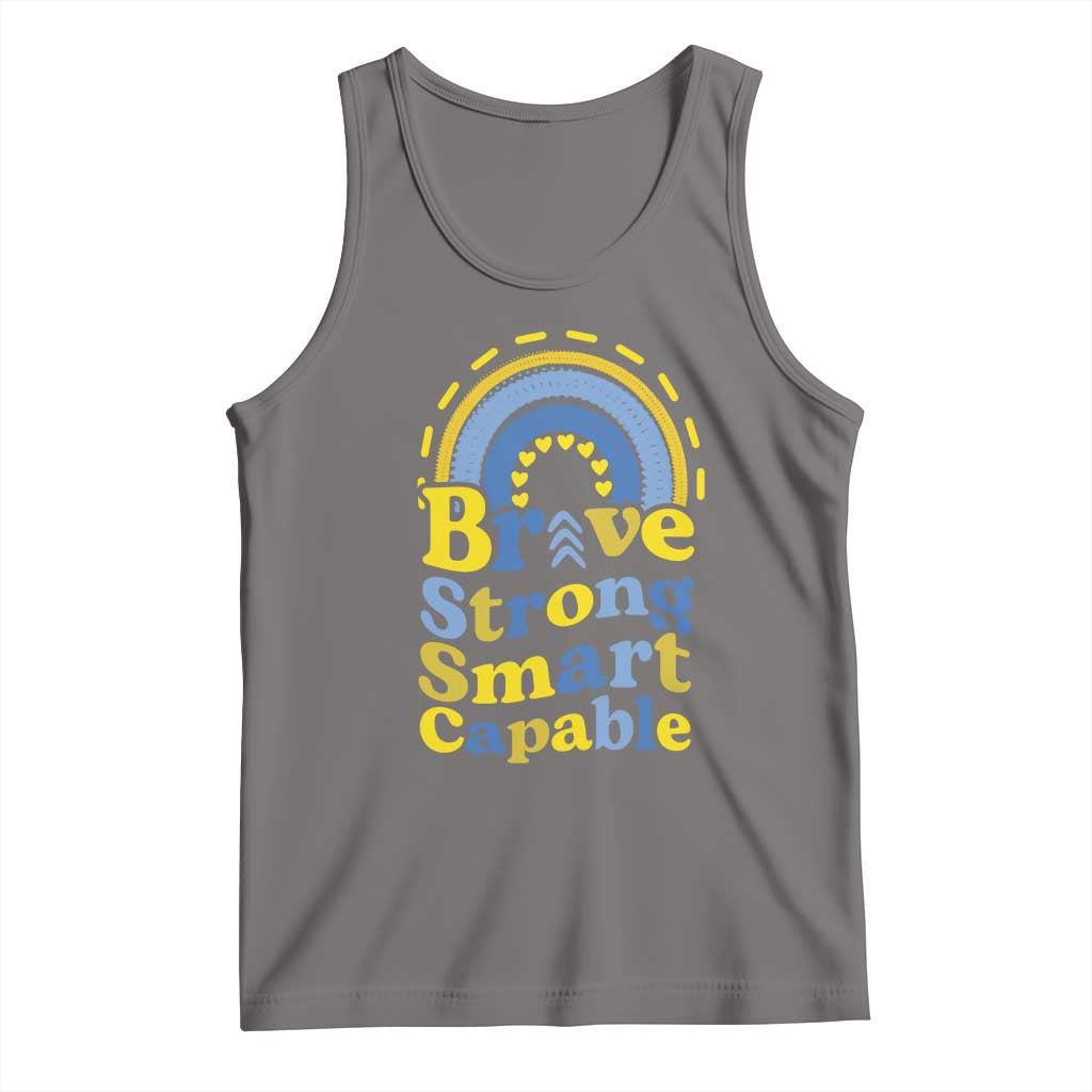 Down Syndrome Awareness Tank Top Brave Strong Smart Capable Rainbow