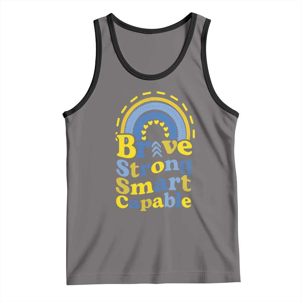 Down Syndrome Awareness Tank Top Brave Strong Smart Capable Rainbow