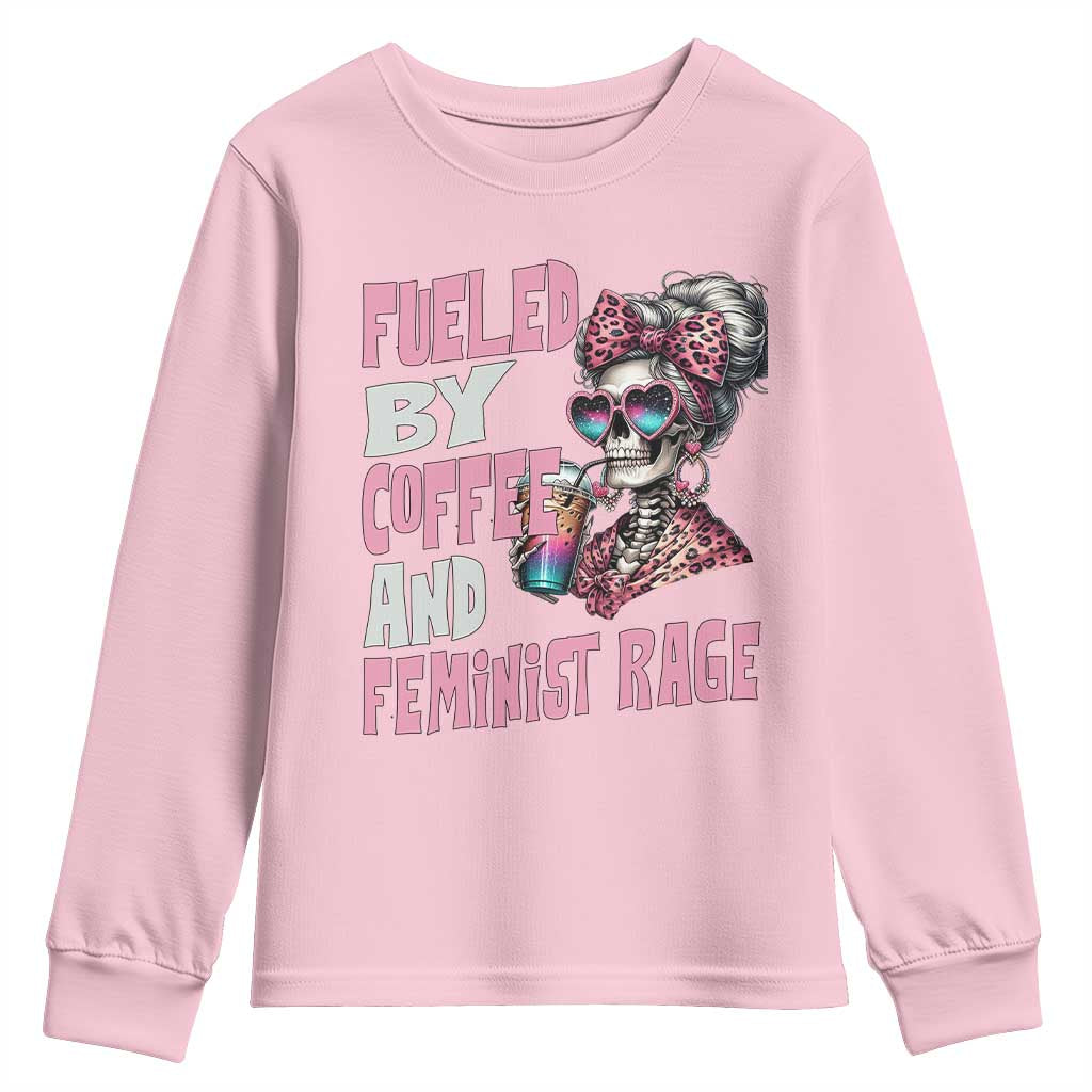 Fueled By Coffee And Feminist Rage Youth Sweatshirt Feminism Coffee Lovers