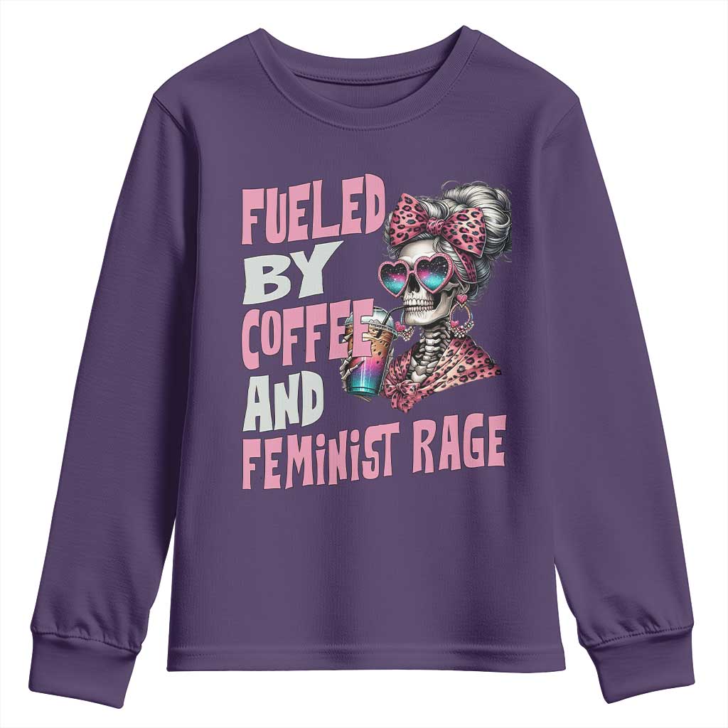 Fueled By Coffee And Feminist Rage Youth Sweatshirt Feminism Coffee Lovers