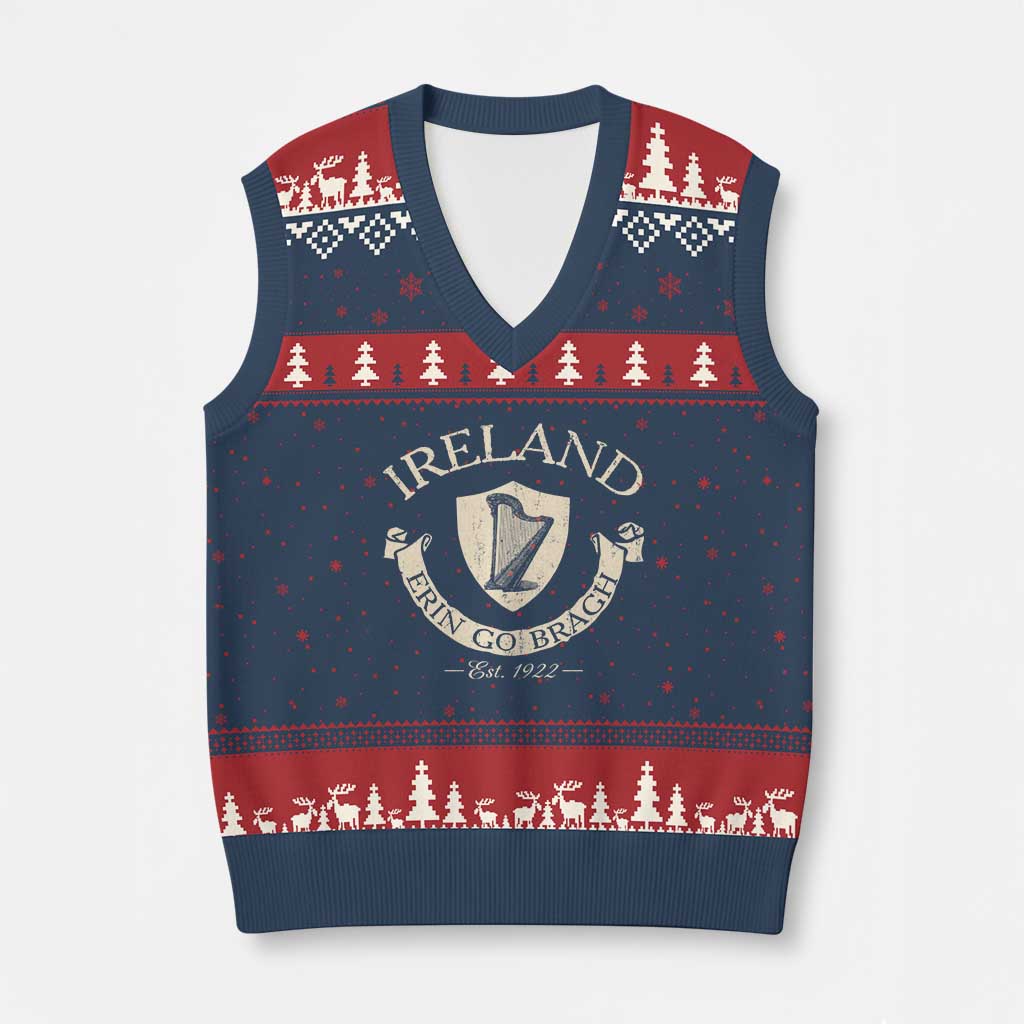 Ireland Erin Go Bragh Est 1922 V-Neck Knit Sweater Vest Irish Pride Vintage Harp - Wonder Print Shop