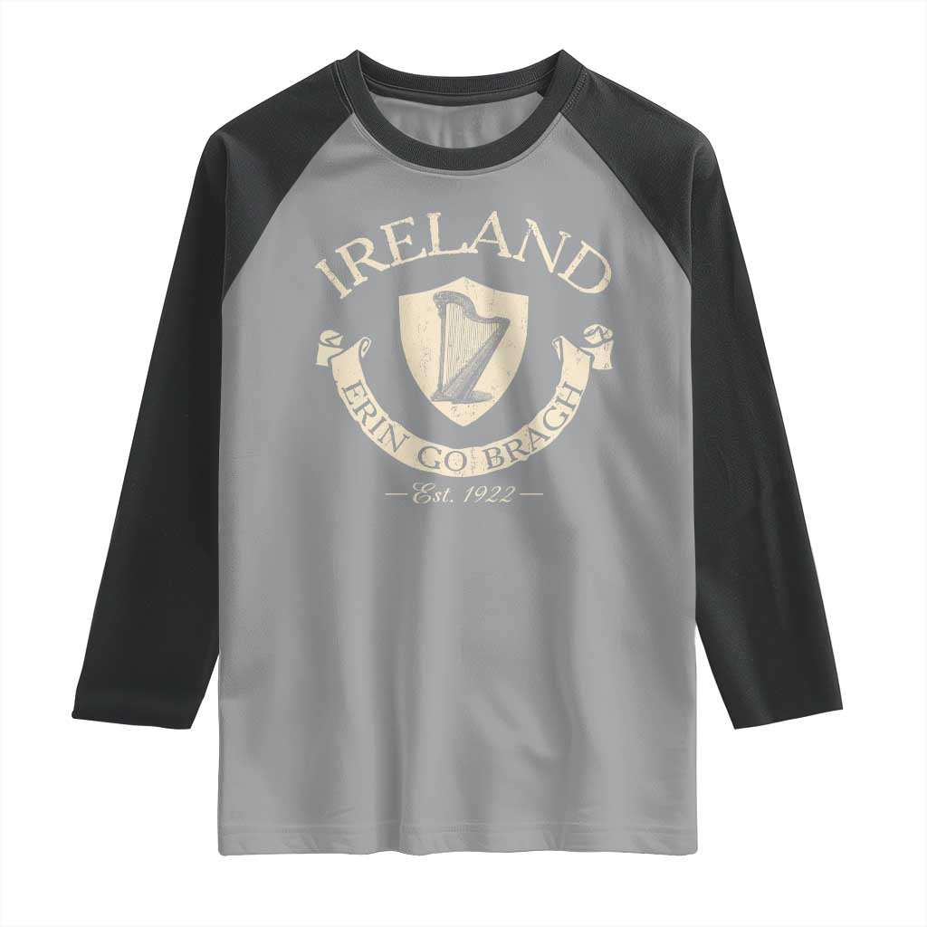 Ireland Erin Go Bragh Est 1922 Raglan Shirt Irish Pride Vintage Harp