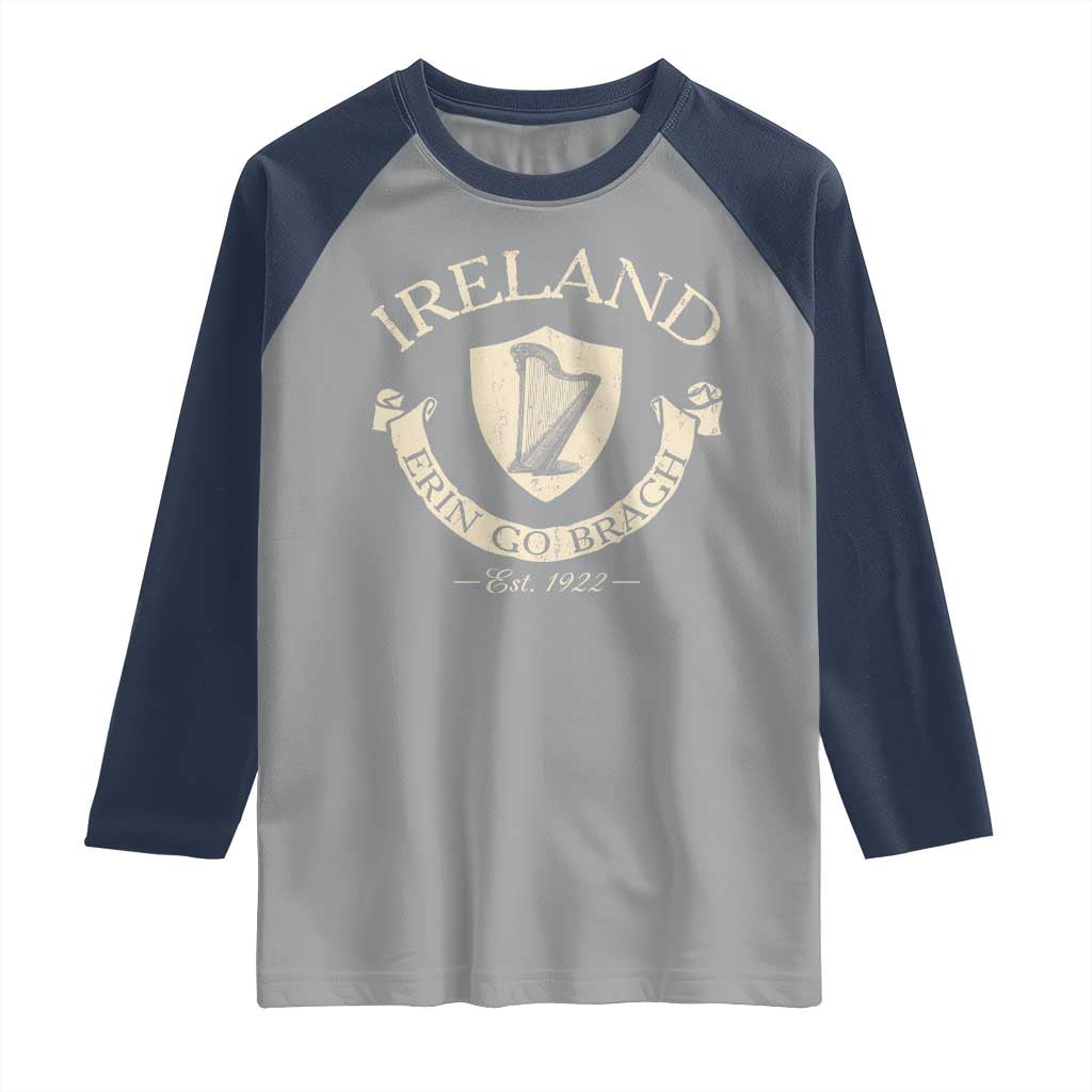 Ireland Erin Go Bragh Est 1922 Raglan Shirt Irish Pride Vintage Harp