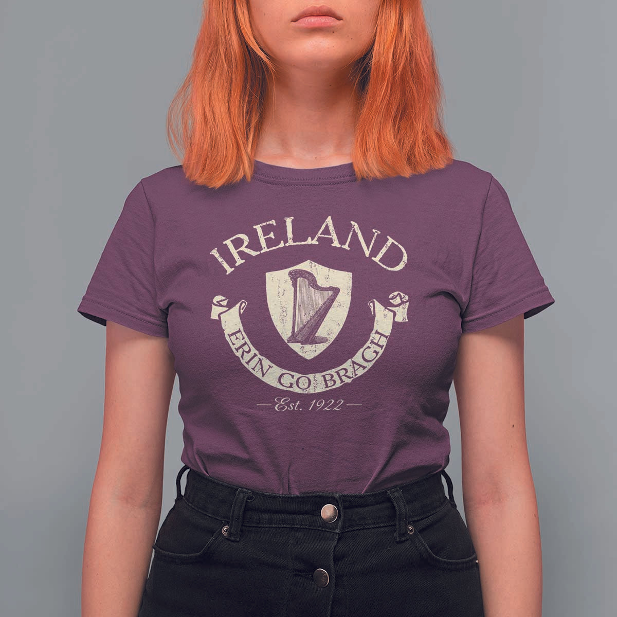 Ireland Erin Go Bragh Est 1922 T Shirt For Women Irish Pride Vintage Harp