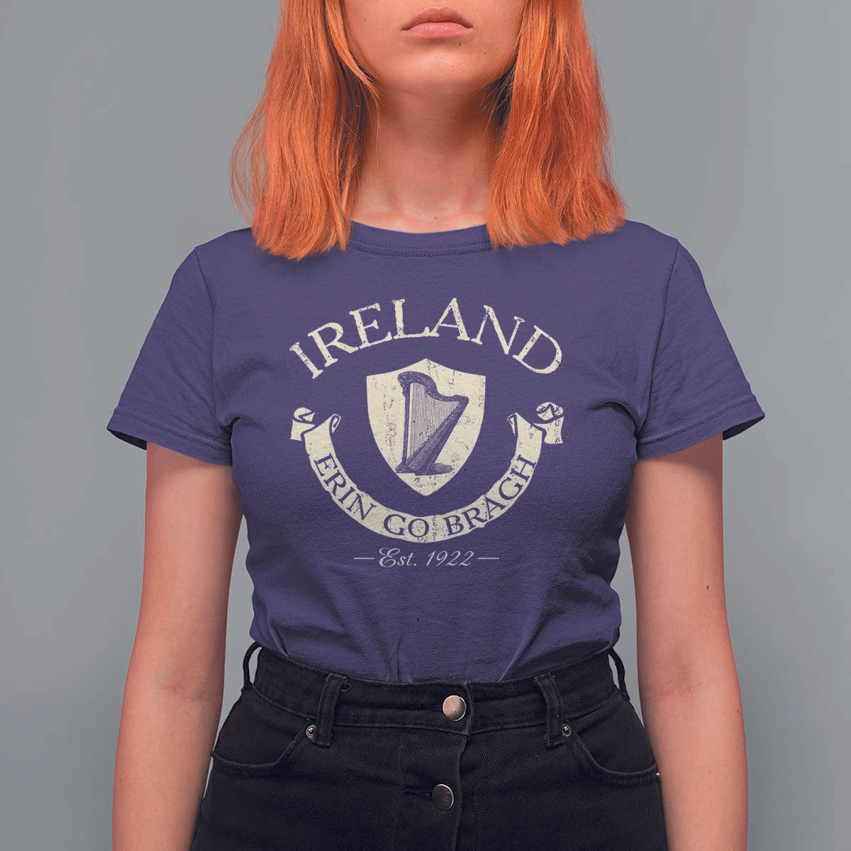 Ireland Erin Go Bragh Est 1922 T Shirt For Women Irish Pride Vintage Harp