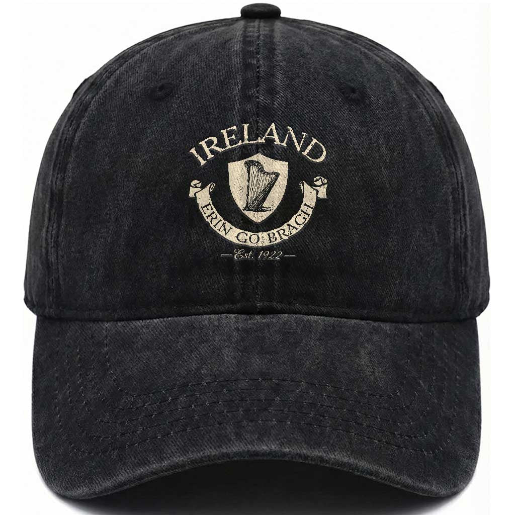 Ireland Erin Go Bragh Est 1922 Washed Cotton Baseball Cap Irish Pride Vintage Harp