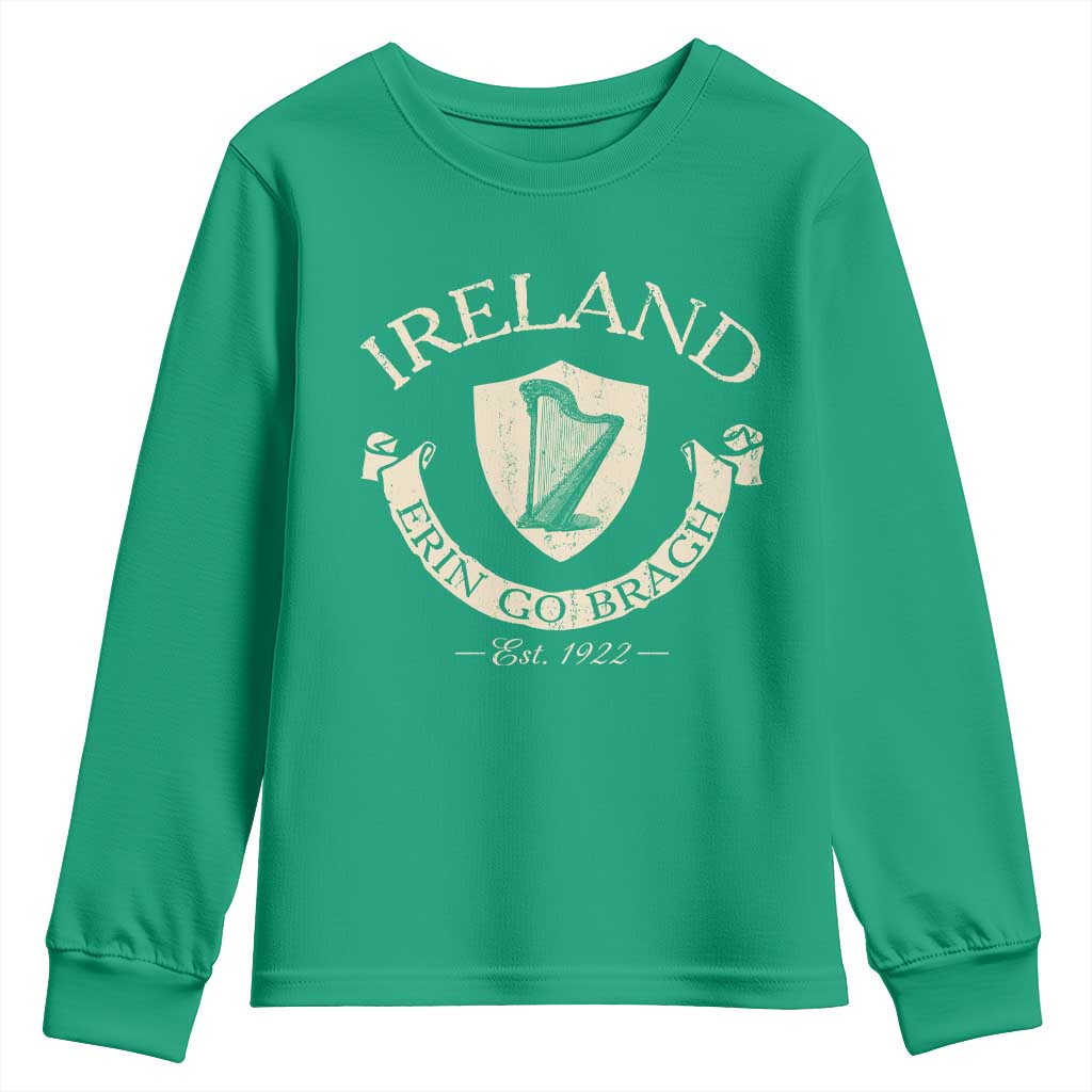 Ireland Erin Go Bragh Est 1922 Youth Sweatshirt Irish Pride Vintage Harp