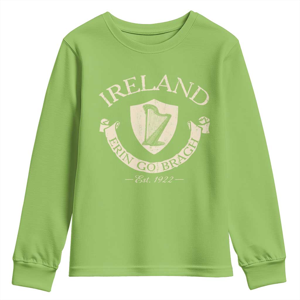 Ireland Erin Go Bragh Est 1922 Youth Sweatshirt Irish Pride Vintage Harp
