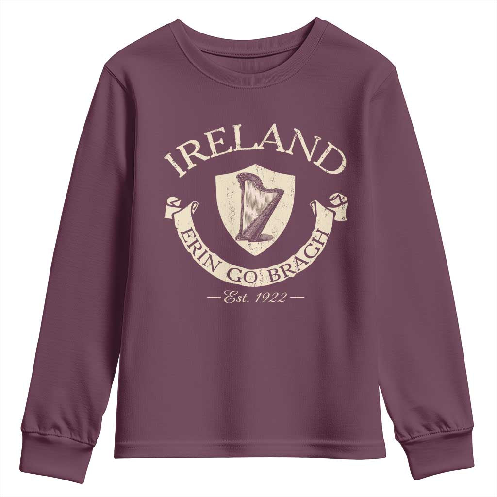 Ireland Erin Go Bragh Est 1922 Youth Sweatshirt Irish Pride Vintage Harp