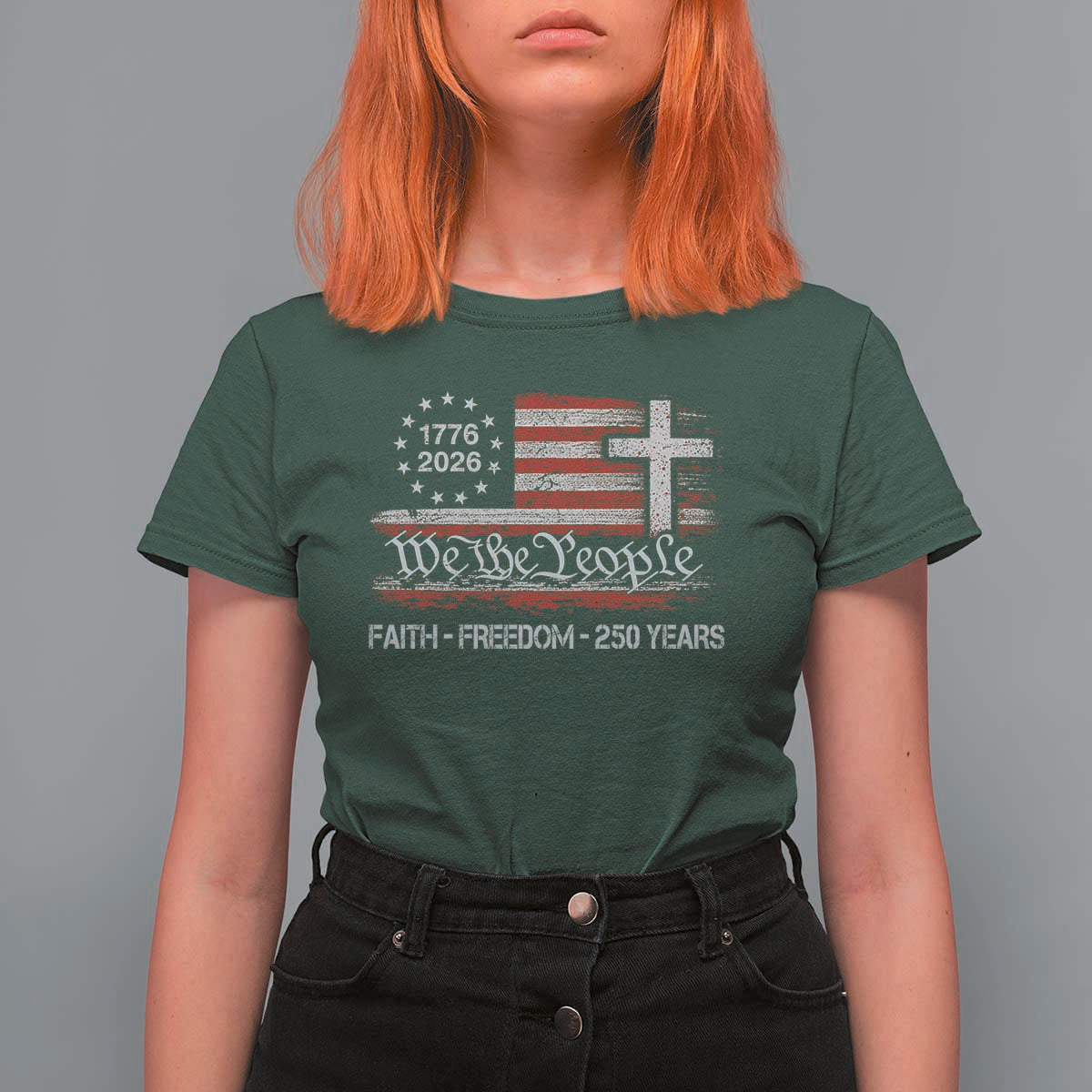 Faith Freedom 250 Years T Shirt For Women Christian USA 250th Anniversary