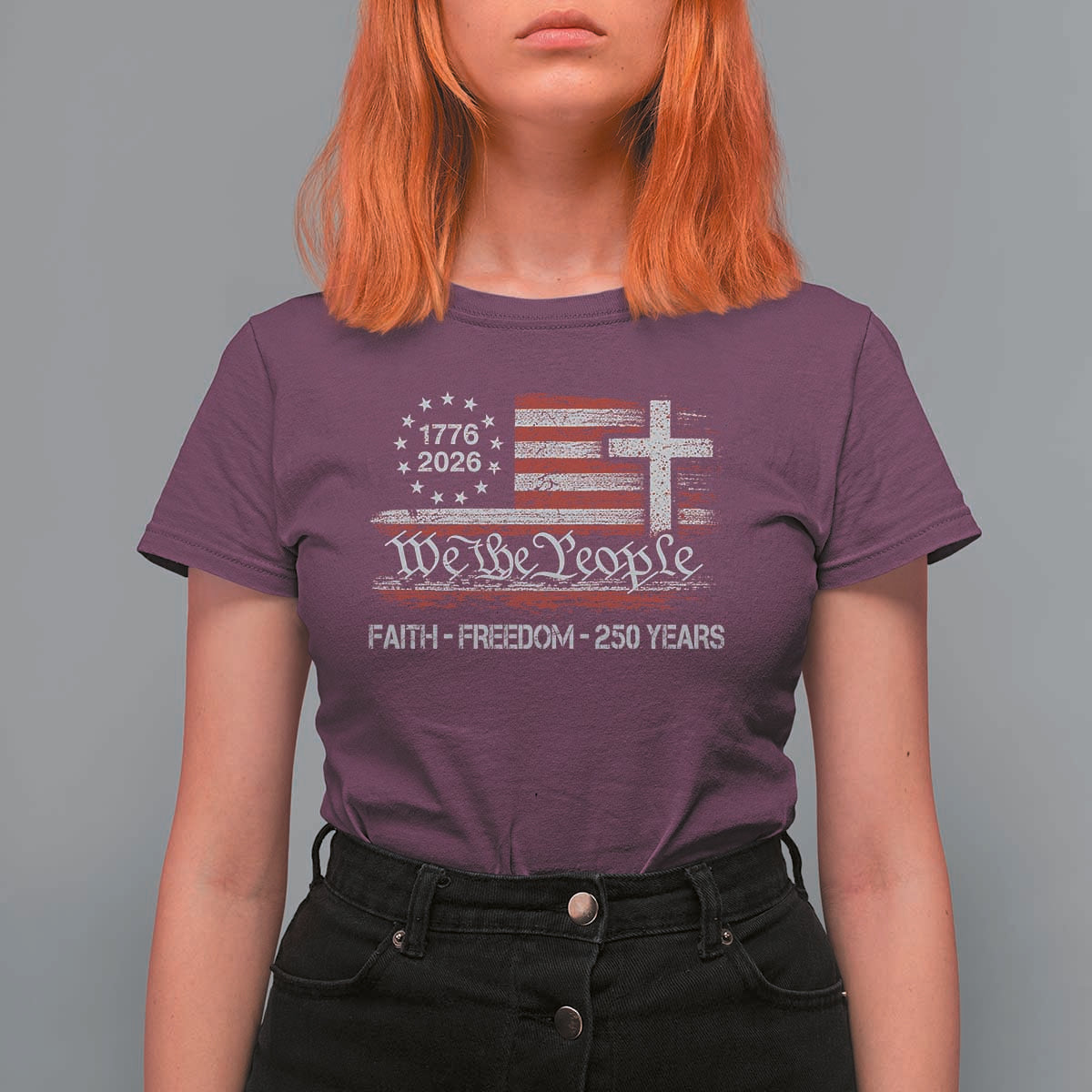 Faith Freedom 250 Years T Shirt For Women Christian USA 250th Anniversary