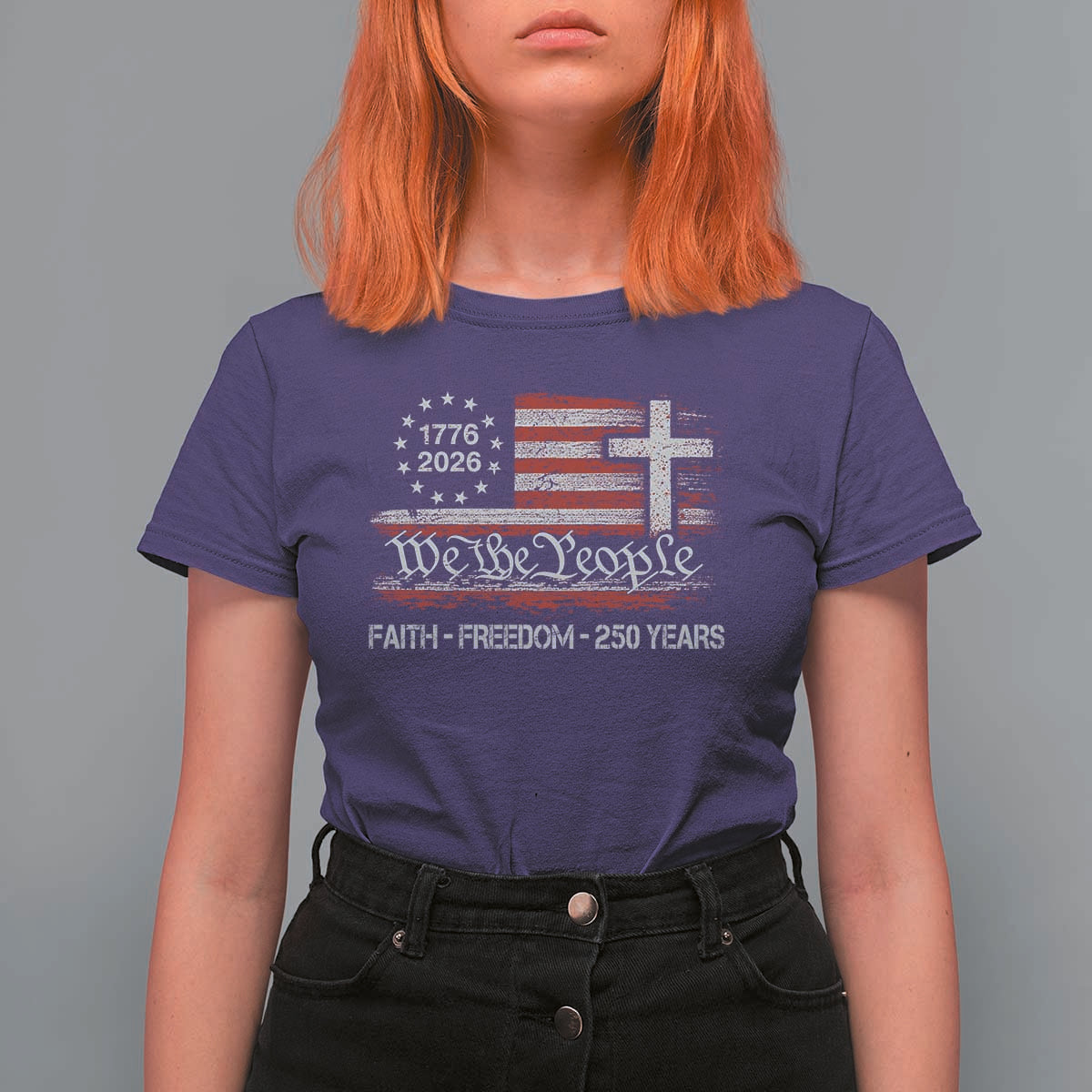 Faith Freedom 250 Years T Shirt For Women Christian USA 250th Anniversary