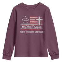 Faith Freedom 250 Years Youth Sweatshirt Christian USA 250th Anniversary