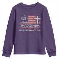 Faith Freedom 250 Years Youth Sweatshirt Christian USA 250th Anniversary