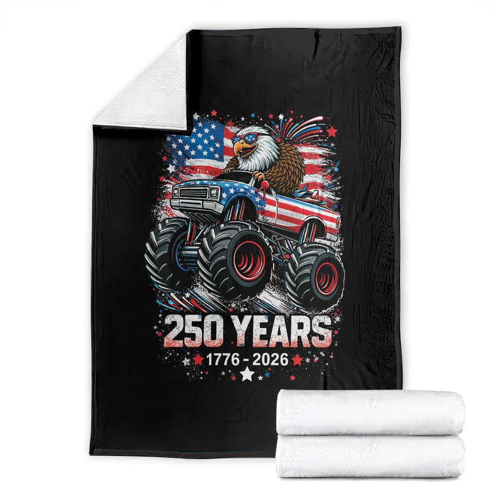 USA 250th Anniversary 250 Years 1776 2026 Monster Truck Eagle Throw Blanket