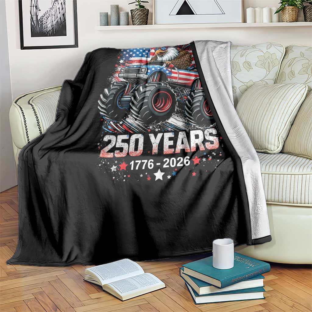 USA 250th Anniversary 250 Years 1776 2026 Monster Truck Eagle Throw Blanket