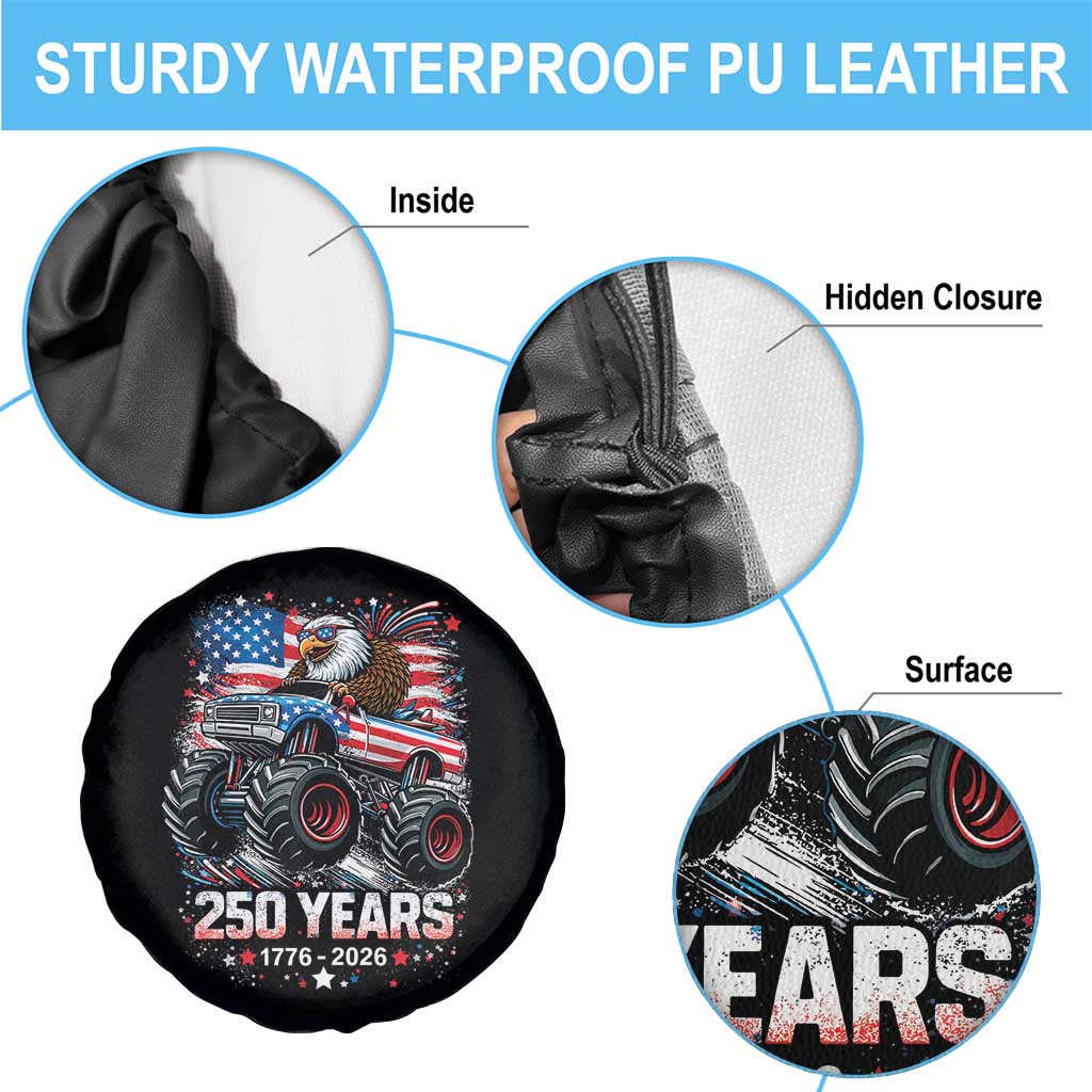USA 250th Anniversary 250 Years 1776 2026 Monster Truck Eagle Spare Tire Cover