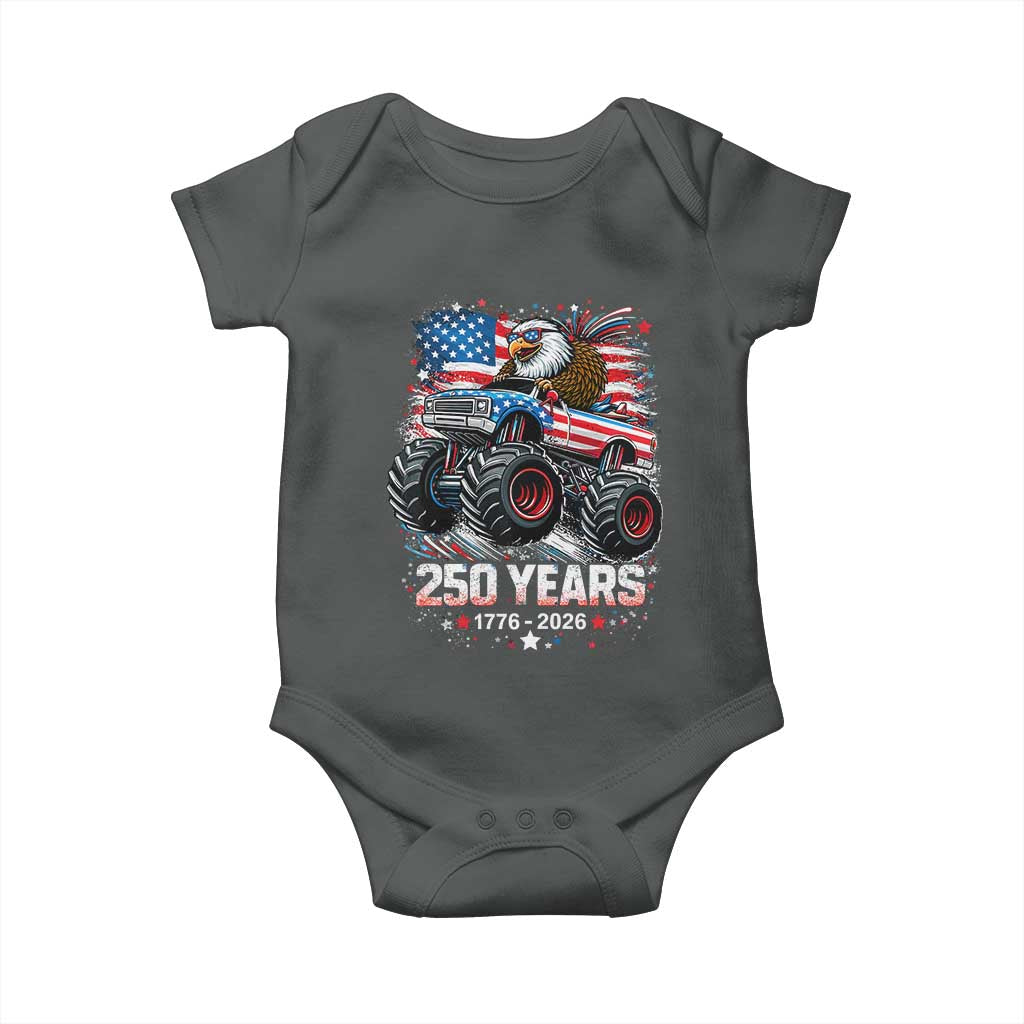 USA 250th Anniversary 250 Years 1776 2026 Monster Truck Eagle Baby Onesie