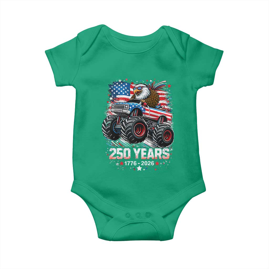 USA 250th Anniversary 250 Years 1776 2026 Monster Truck Eagle Baby Onesie