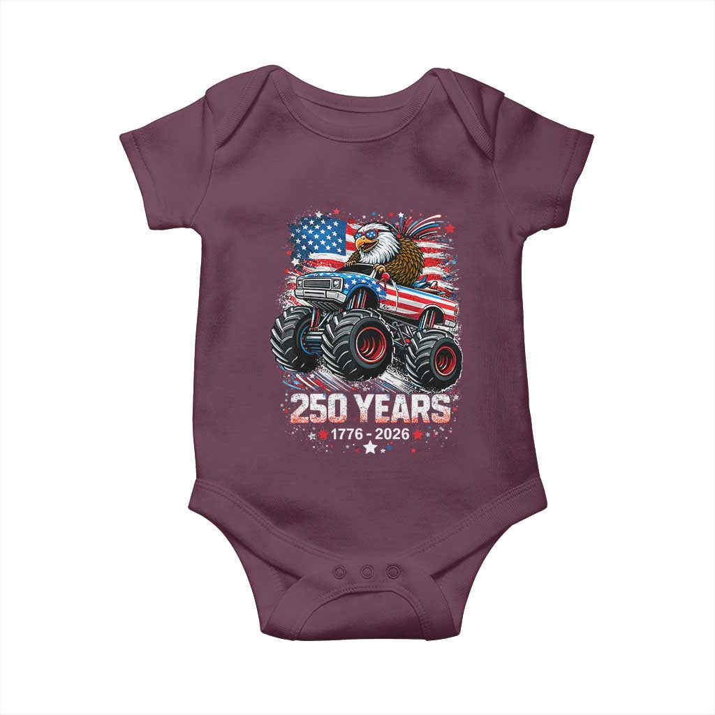 USA 250th Anniversary 250 Years 1776 2026 Monster Truck Eagle Baby Onesie