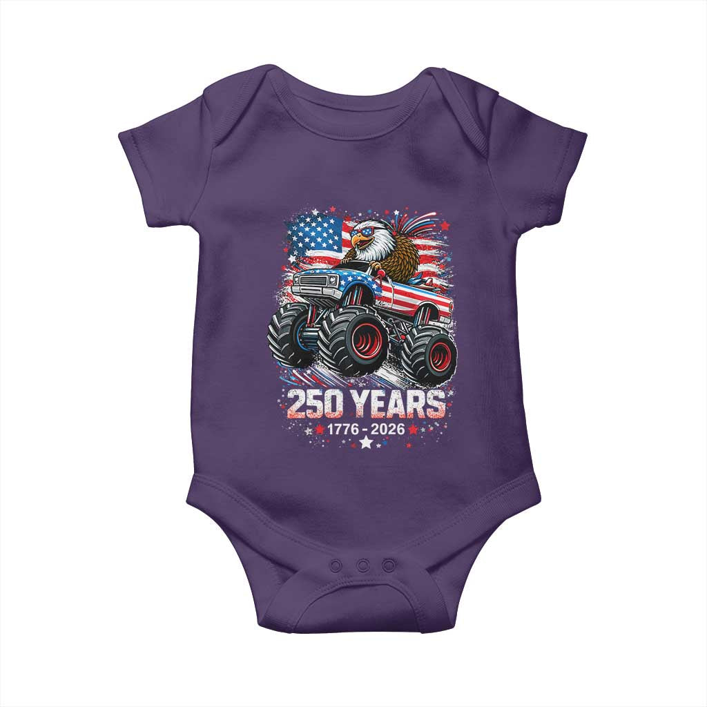USA 250th Anniversary 250 Years 1776 2026 Monster Truck Eagle Baby Onesie