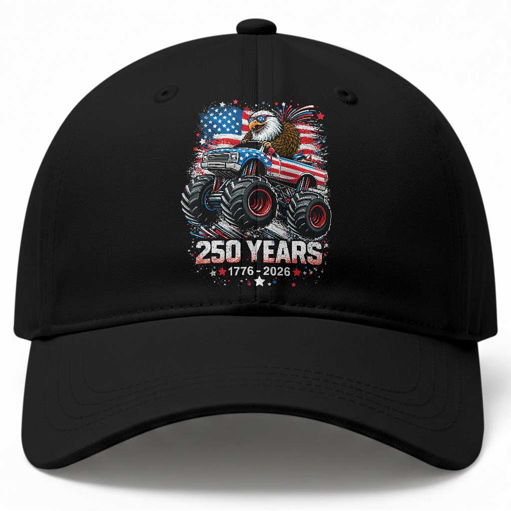 USA 250th Anniversary 250 Years 1776 2026 Monster Truck Eagle Baseball Cap