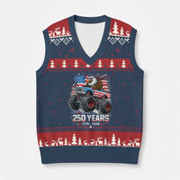USA 250th Anniversary 250 Years 1776 2026 Monster Truck Eagle V-Neck Knit Sweater Vest