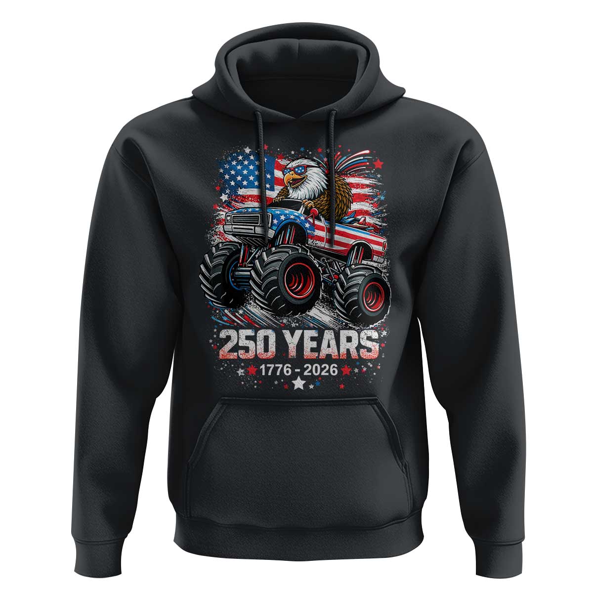 USA 250th Anniversary 250 Years 1776 2026 Monster Truck Eagle Hoodie