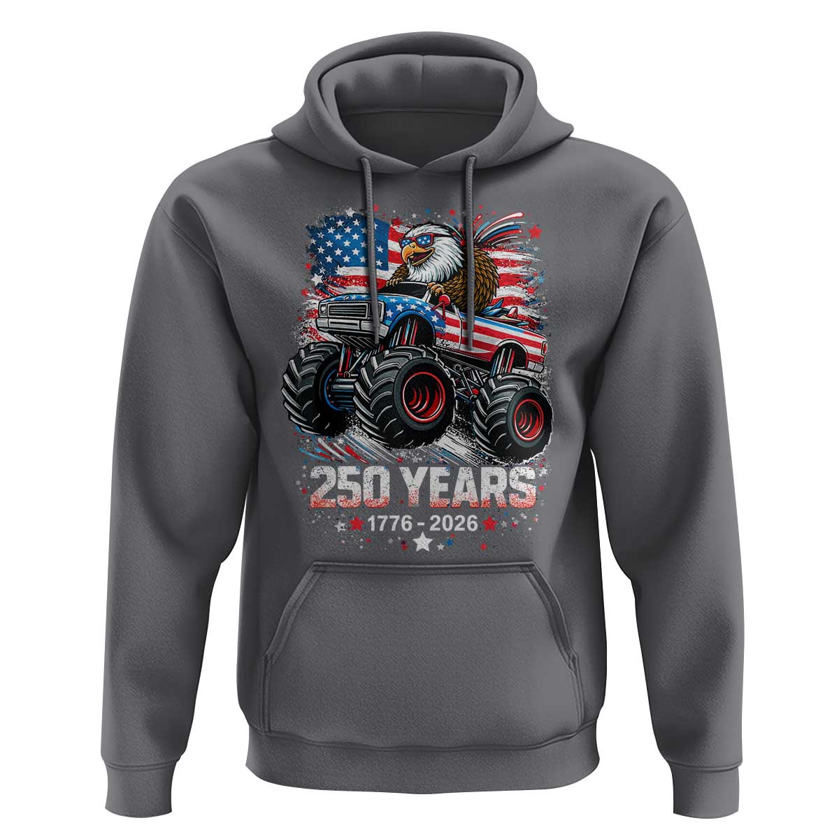 USA 250th Anniversary 250 Years 1776 2026 Monster Truck Eagle Hoodie