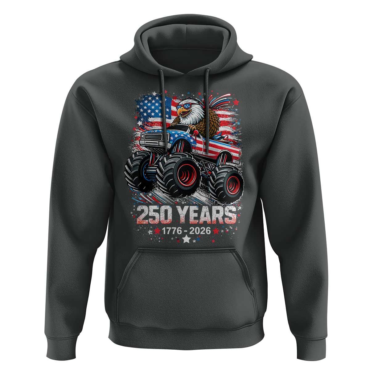 USA 250th Anniversary 250 Years 1776 2026 Monster Truck Eagle Hoodie