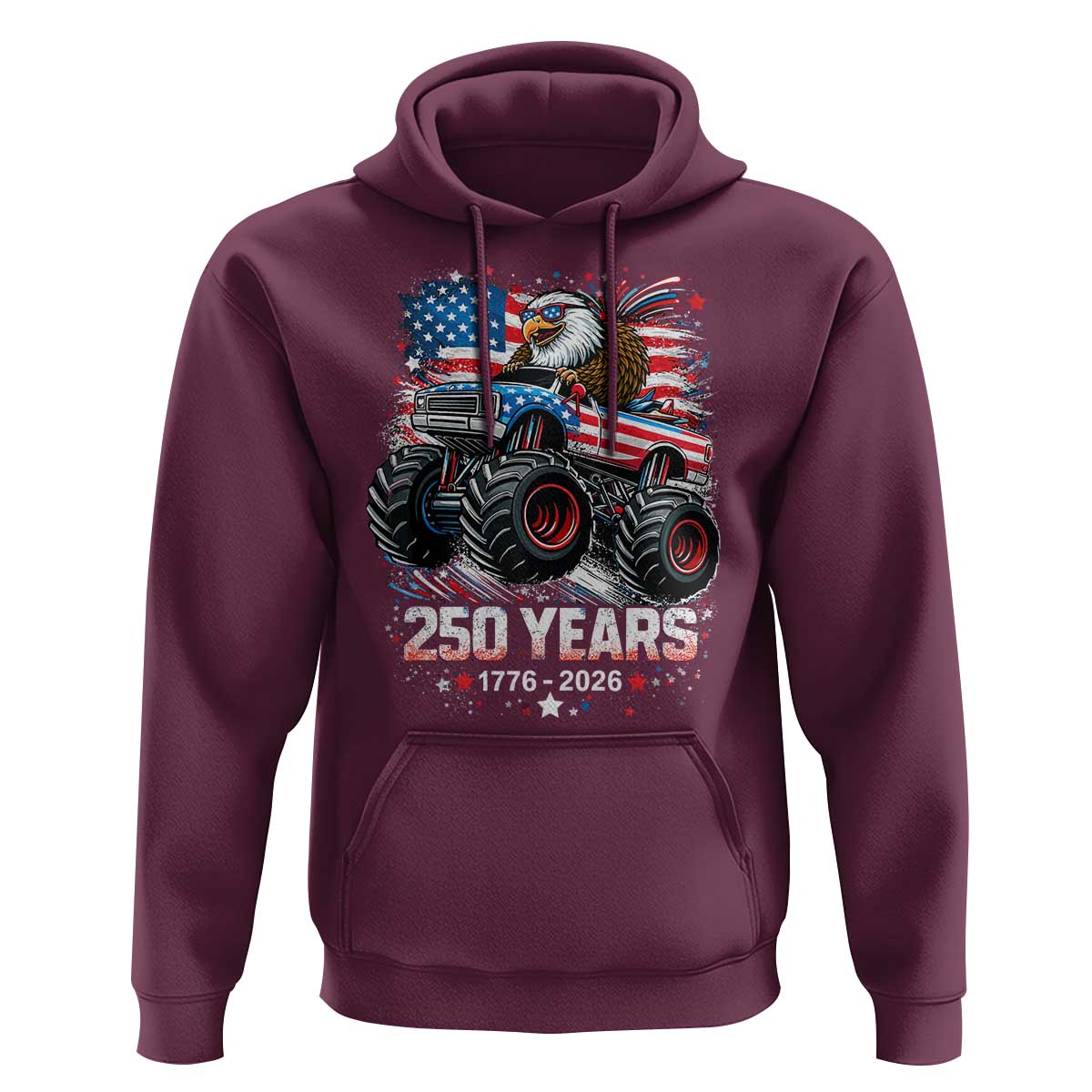 USA 250th Anniversary 250 Years 1776 2026 Monster Truck Eagle Hoodie
