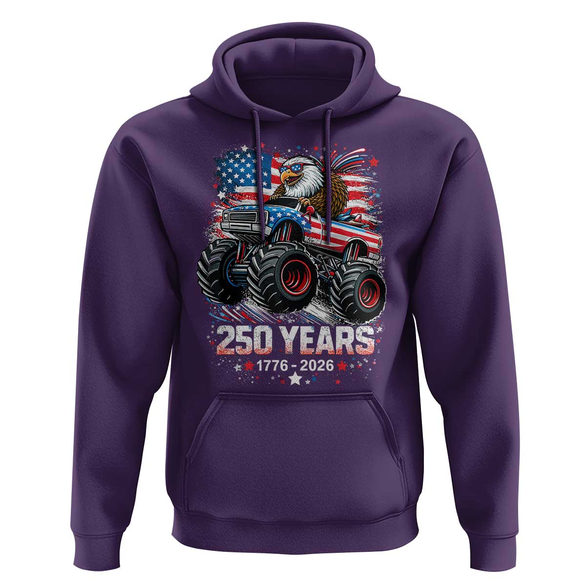 USA 250th Anniversary 250 Years 1776 2026 Monster Truck Eagle Hoodie