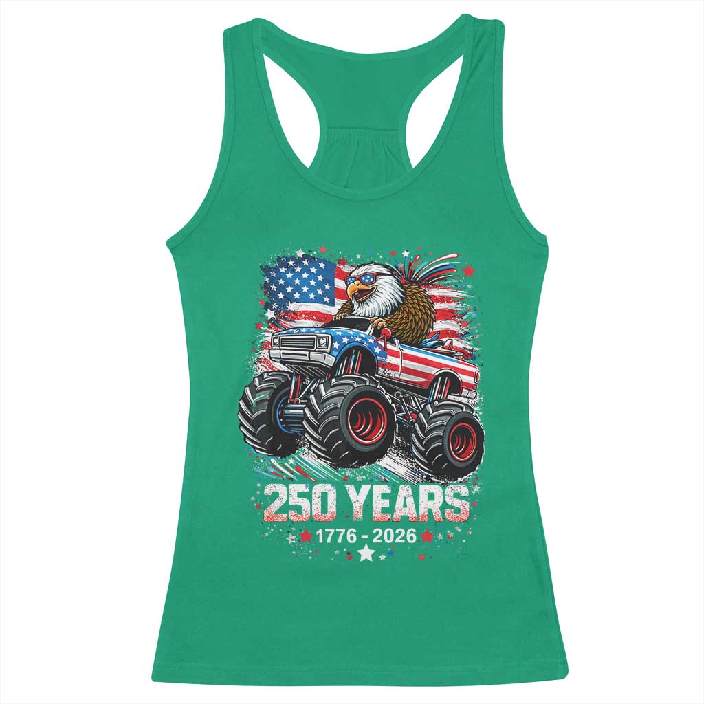 USA 250th Anniversary 250 Years 1776 2026 Monster Truck Eagle Racerback Tank Top