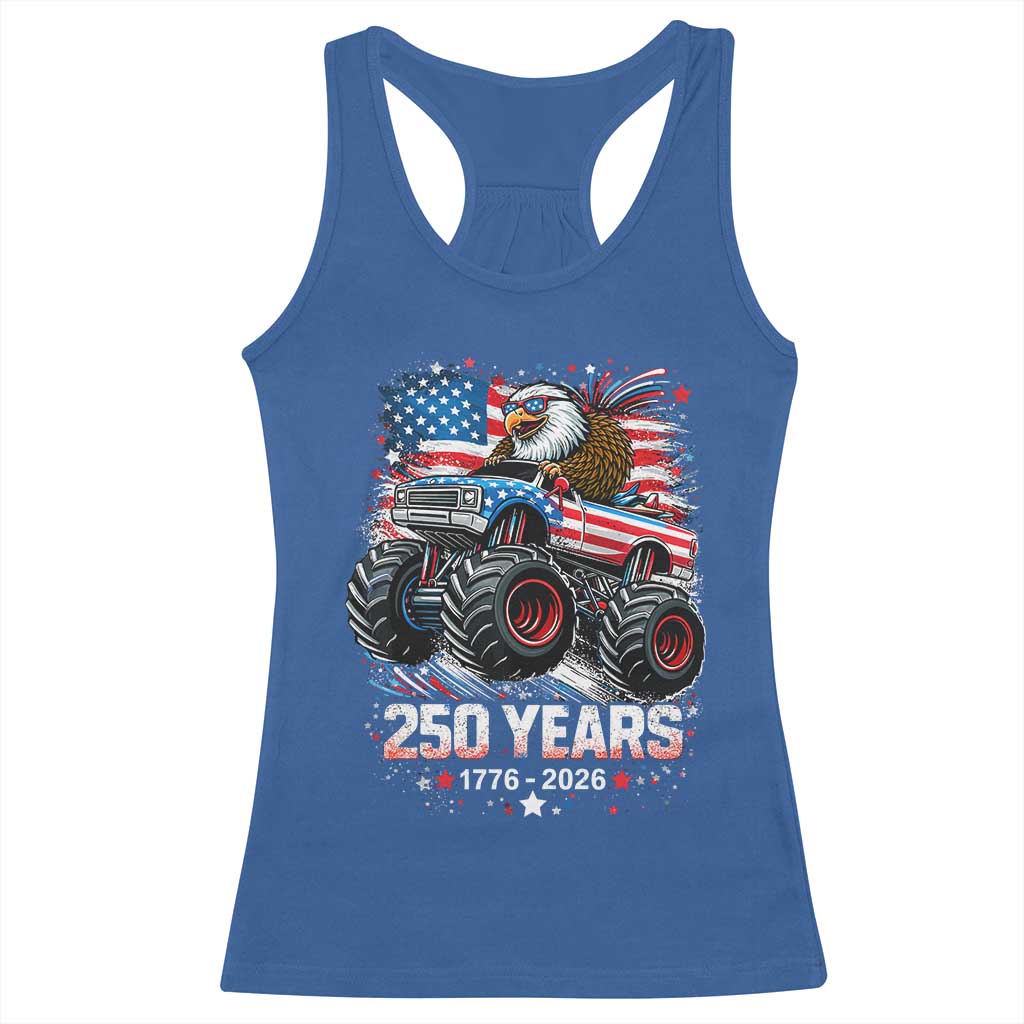 USA 250th Anniversary 250 Years 1776 2026 Monster Truck Eagle Racerback Tank Top